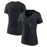 Las Vegas Raiders Women's Iconic Script State V-Neck T-Shirt - Black - Fanatics