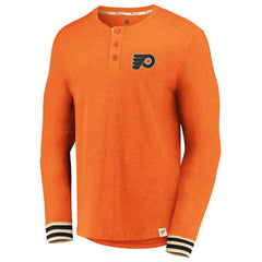 Philadelphia Flyers Fanatics True Classics Henley Long Sleeve T-Shirt - Heathered Orange | Fanatics Lifestyle