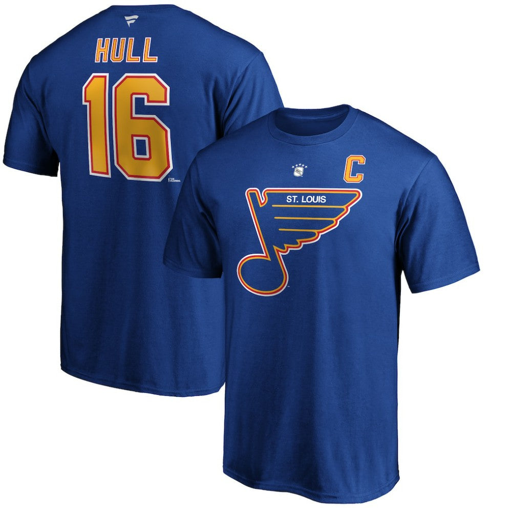 Brett Hull St. Louis Blues Fanatics Authentic Stack Retired Player Name & Number T-Shirt - Blue | Fanatics sale