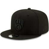 Milwaukee Brewers New Era Black on Black 9FIFTY Snapback Adjustable Hat Discount