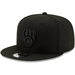 Milwaukee Brewers New Era Black on Black 9FIFTY Snapback Adjustable Hat Discount