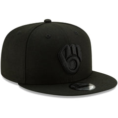 Milwaukee Brewers New Era Black on Black 9FIFTY Snapback Adjustable Hat Discount