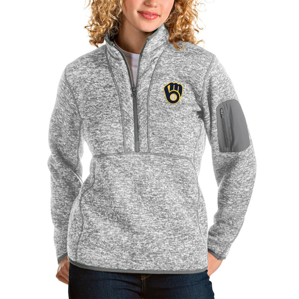 Milwaukee Brewers Antigua Women's Fortune Half-Zip Pullover Jacket Online