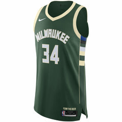 Nike Giannis Antetokounmpo Milwaukee Bucks Authentic Jersey Icon Edition Hunter Green