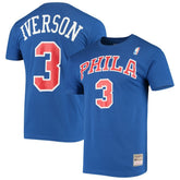 Mitchell & Ness Allen Iverson Philadelphia 76ers Hardwood Classics Name & Number Player T-Shirt Royal