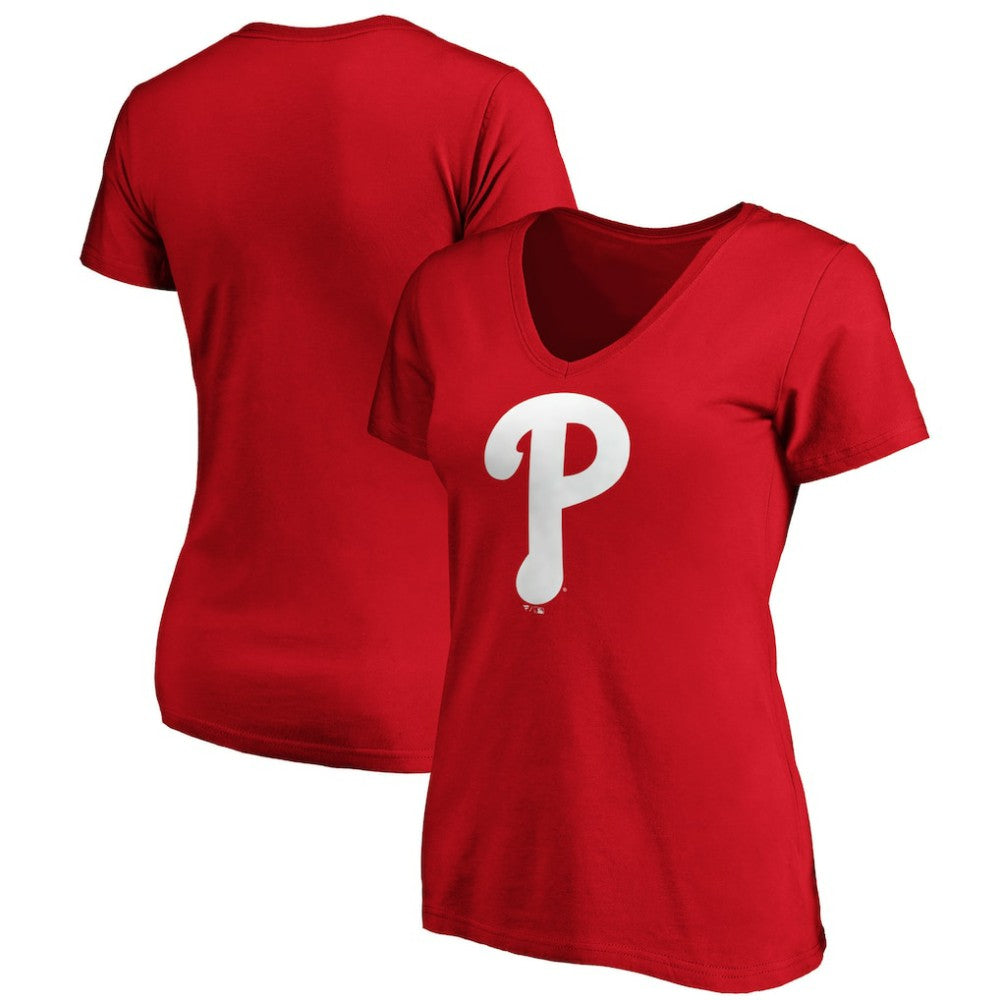 Philadelphia Phillies Fanatics Women's Core Official Logo V-Neck T-Shirt Discount