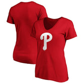 Philadelphia Phillies Fanatics Women's Core Official Logo V-Neck T-Shirt Discount
