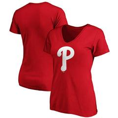 Philadelphia Phillies Fanatics Women's Core Official Logo V-Neck T-Shirt Discount