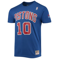 Mitchell & Ness Dennis Rodman Detroit Pistons Hardwood Classics Stitch Name & Number T-Shirt Blue