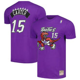 Mitchell & Ness Vince Carter Toronto Raptors Hardwood Classics Stitch Name & Number T-Shirt Purple