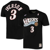 Mitchell & Ness Allen Iverson Philadelphia 76ers Hardwood Classics Stitch Name & Number T-Shirt Black