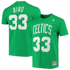 Mitchell & Ness Larry Bird Boston Celtics Hardwood Classics Stitch Name & Number T-Shirt Kelly Green