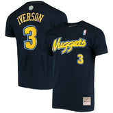 Mitchell & Ness Allen Iverson Denver Nuggets Hardwood Classics Stitch Name & Number T-Shirt Navy
