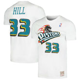 Mitchell & Ness Grant Hill Detroit Pistons Hardwood Classics Stitch Name & Number T-Shirt White