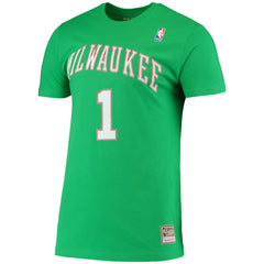 Mitchell & Ness Oscar Robertson Milwaukee Bucks Hardwood Classics Stitch Name & Number T-Shirt Green