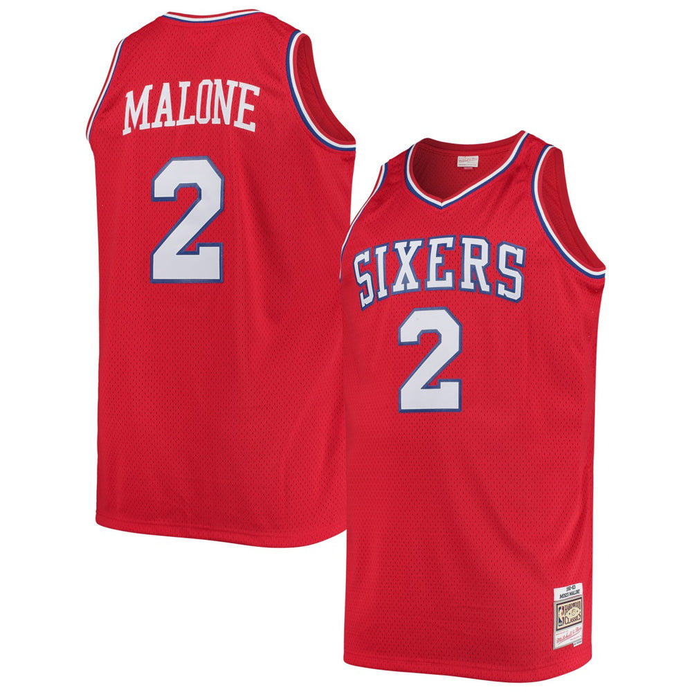 Mitchell & Ness Moses Malone Philadelphia 76ers 1982/83 Big & Tall Hardwood Classics Swingman Jersey Red
