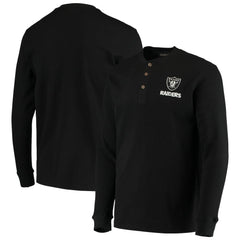 Las Vegas Raiders Dunbrooke Logo Maverick Thermal Henley Long Sleeve T-Shirt - Black - NFL
