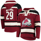 Nathan MacKinnon Colorado Avalanche '47 Player Name & Number Lacer Pullover Hoodie - Burgundy | 47 brand Clearance