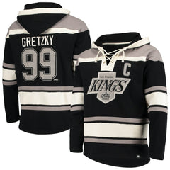 Wayne Gretzky Los Angeles Kings '47 Retired Player Name & Number Lacer Pullover Hoodie - Black | 47 brand Lifestyle