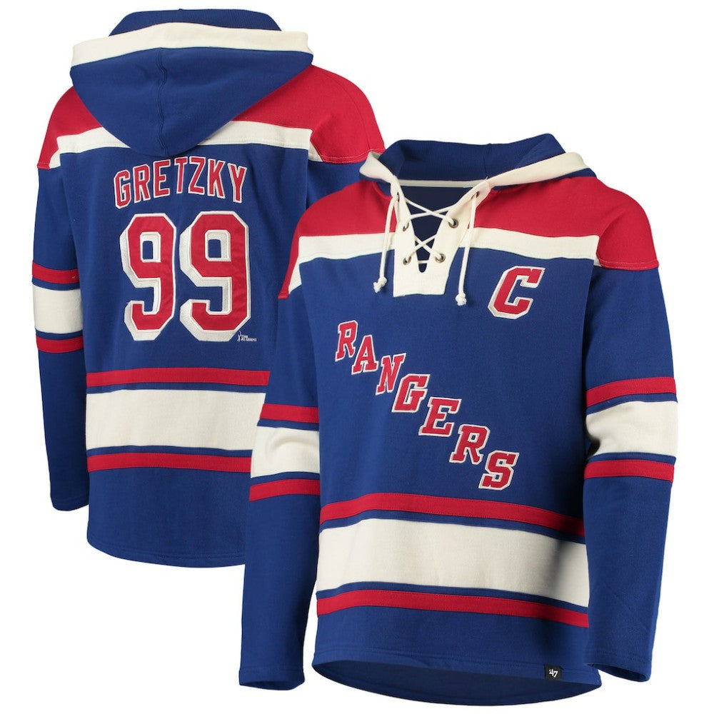 Wayne Gretzky New York Rangers '47 Retired Player Name & Number Lacer Pullover Hoodie - Blue | 47 brand sale