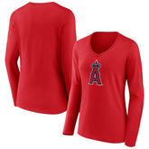 Los Angeles Angels Women's Official Logo Long Sleeve V-Neck T-Shirt Online