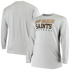 New Orleans Saints Big & Tall Practice Long Sleeve T-Shirt - Heathered Gray - Fanatics