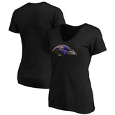 Baltimore Ravens Women's Midnight Mascot Logo V-Neck T-Shirt - Black - NFL