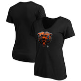 Chicago Bears Women's Midnight Mascot Logo V-Neck T-Shirt - Black - NFL