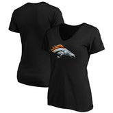 Denver Broncos Women's Midnight Mascot Logo V-Neck T-Shirt - Black - NFL