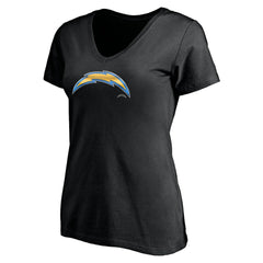 Los Angeles Chargers Women's Midnight Mascot Logo V-Neck T-Shirt - Black - NFL