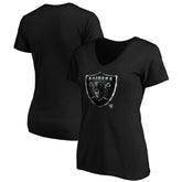 Las Vegas Raiders Women's Midnight Mascot Logo V-Neck T-Shirt - Black - NFL
