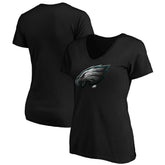 Philadelphia Eagles Women's Midnight Mascot Logo V-Neck T-Shirt - Black - NFL