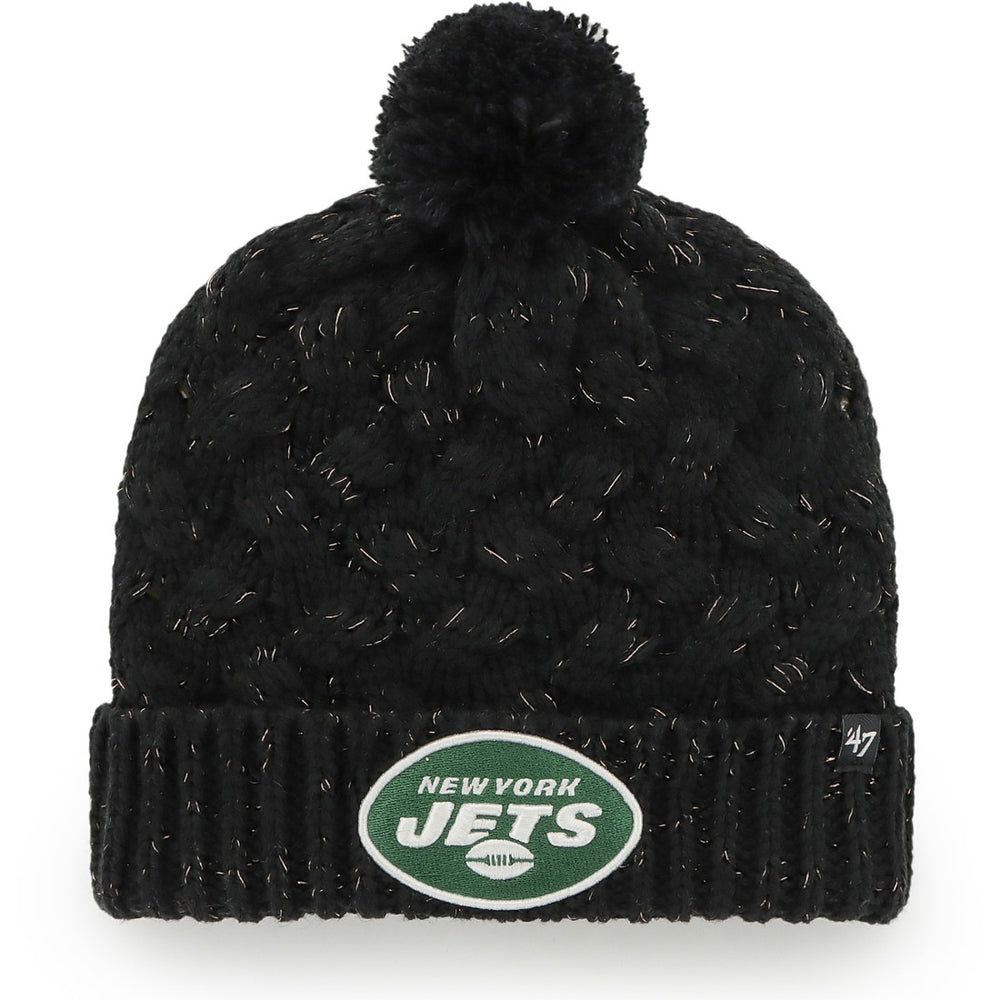 New York Jets '47 Women's Fiona Logo Cuffed Knit Hat with Pom - Black - 47 brand