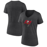 Tampa Bay Buccaneers Women's Primary Team Logo V-Neck T-Shirt - Charcoal - NFL