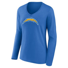 Los Angeles Chargers Women's Primary Team Logo Long Sleeve V-Neck T-Shirt - Powder Blue - NFL
