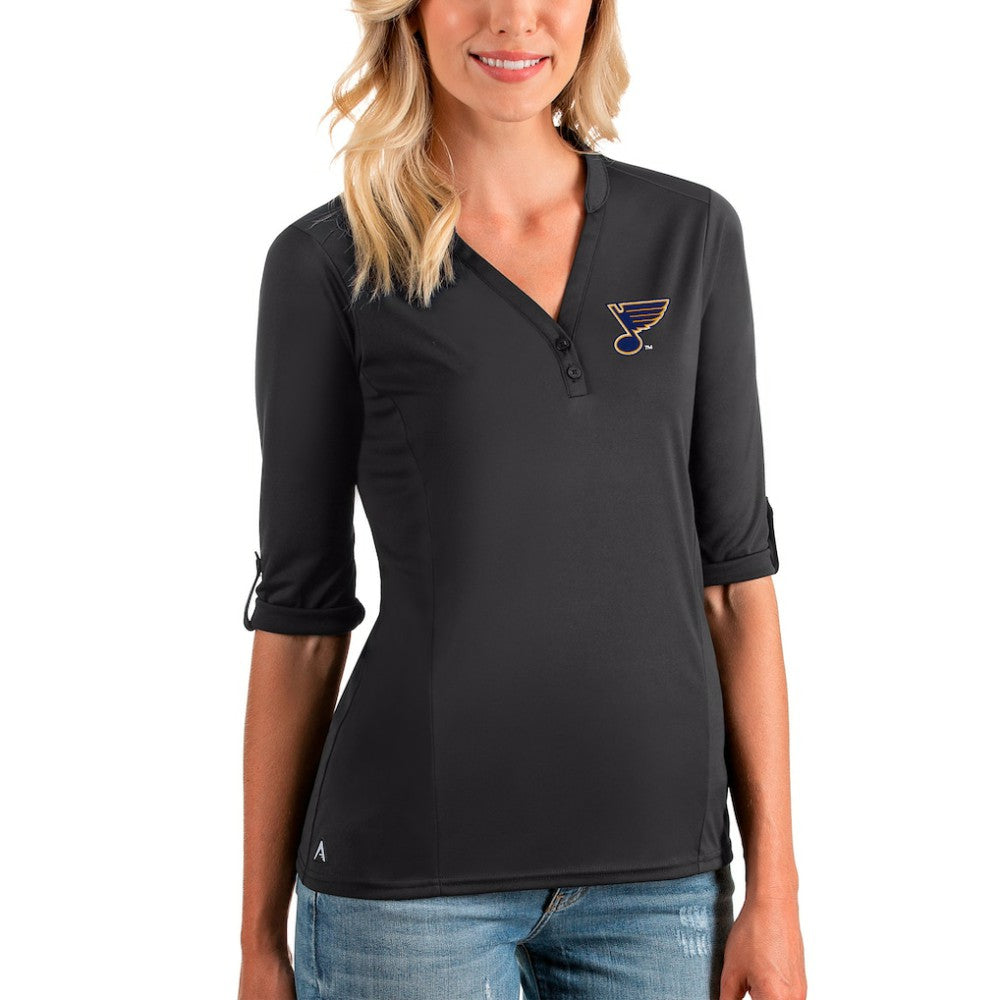 St. Louis Blues Antigua Women's Accolade 3/4 Sleeve V-Neck Top - Charcoal | NHL discount