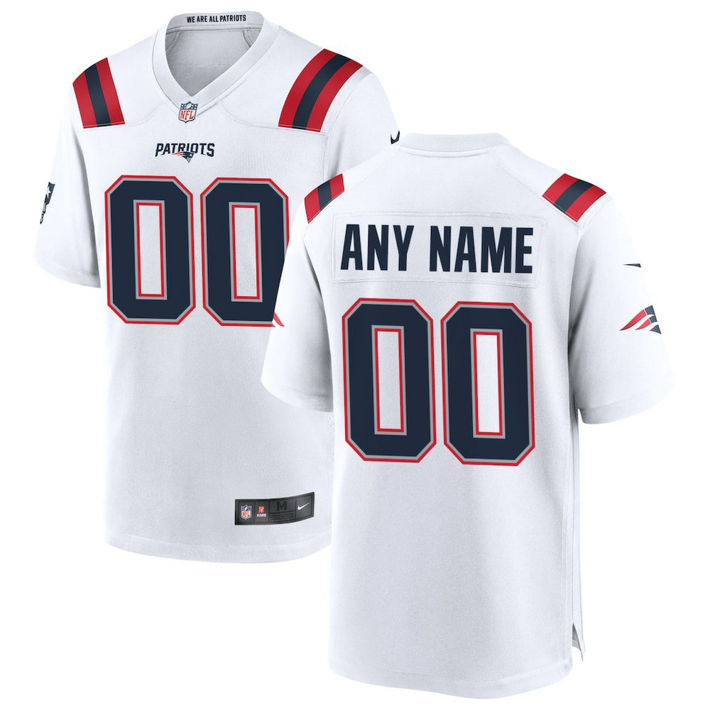 New England Patriots Custom Game Jersey - White - Nike