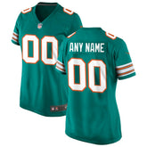 Miami Dolphins Women's Alternate Custom Game Jersey - Aqua - Nike