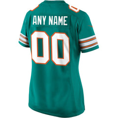 Miami Dolphins Women's Alternate Custom Game Jersey - Aqua - Nike