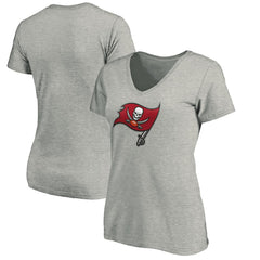Tampa Bay Buccaneers Women's Primary Logo V-Neck T-Shirt - Heather Gray - NFL