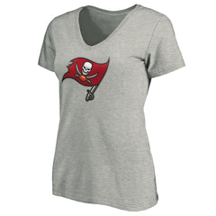 Tampa Bay Buccaneers Women's Primary Logo V-Neck T-Shirt - Heather Gray - NFL