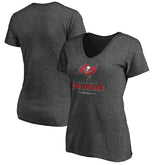 Tampa Bay Buccaneers Women's Team Lockup V-Neck T-Shirt - Heather Gray - NFL