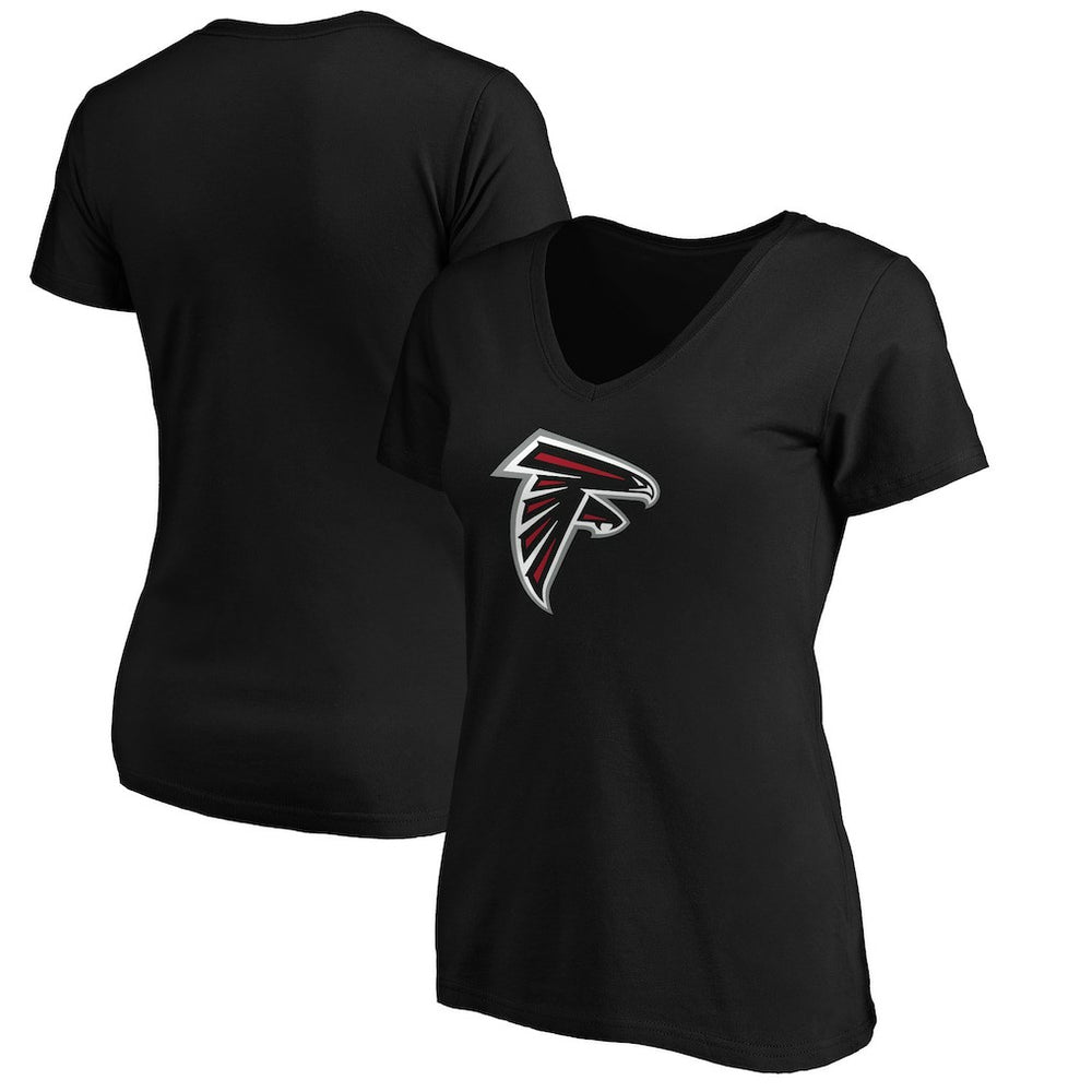 Atlanta Falcons Women's Primary Logo V-Neck T-Shirt - Black - NFL