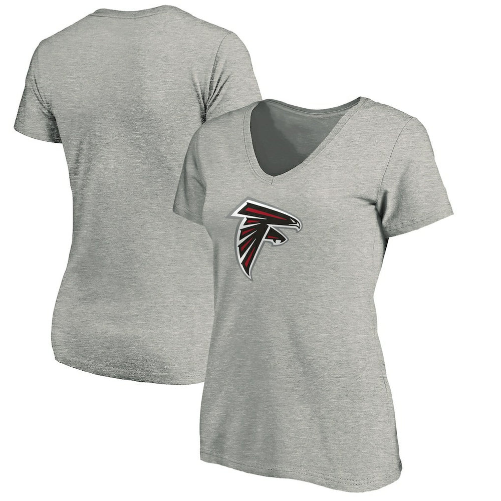 Atlanta Falcons Women's Primary Logo V-Neck T-Shirt - Heather Gray - NFL