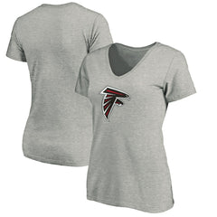 Atlanta Falcons Women's Primary Logo V-Neck T-Shirt - Heather Gray - NFL