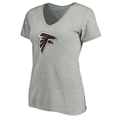 Atlanta Falcons Women's Primary Logo V-Neck T-Shirt - Heather Gray - NFL