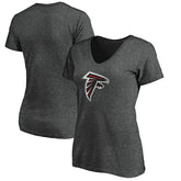 Atlanta Falcons Women's Primary Logo V-Neck T-Shirt - Heather Gray - NFL