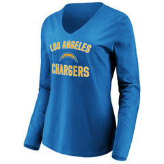 Los Angeles Chargers Women's Victory Arch Long Sleeve V-Neck T-Shirt - Powder Blue - NFL