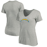 Los Angeles Chargers Women's Primary Logo V-Neck T-Shirt - Heather Gray - NFL