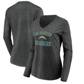 Los Angeles Chargers Women's Victory Arch Long Sleeve V-Neck T-Shirt - Heather Gray - NFL